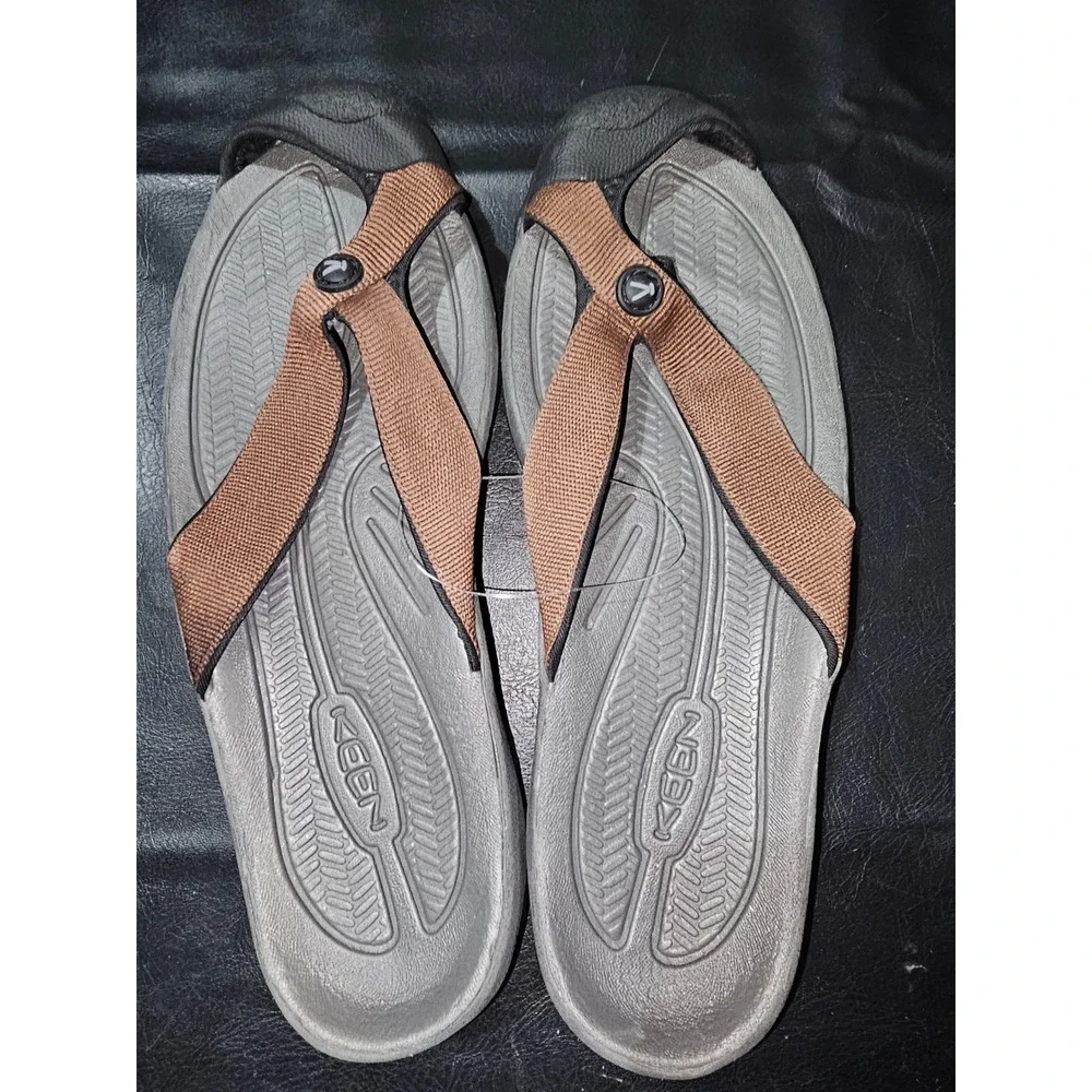 Keen Mens Brown Barbados TG Flip Flop Sandals 12